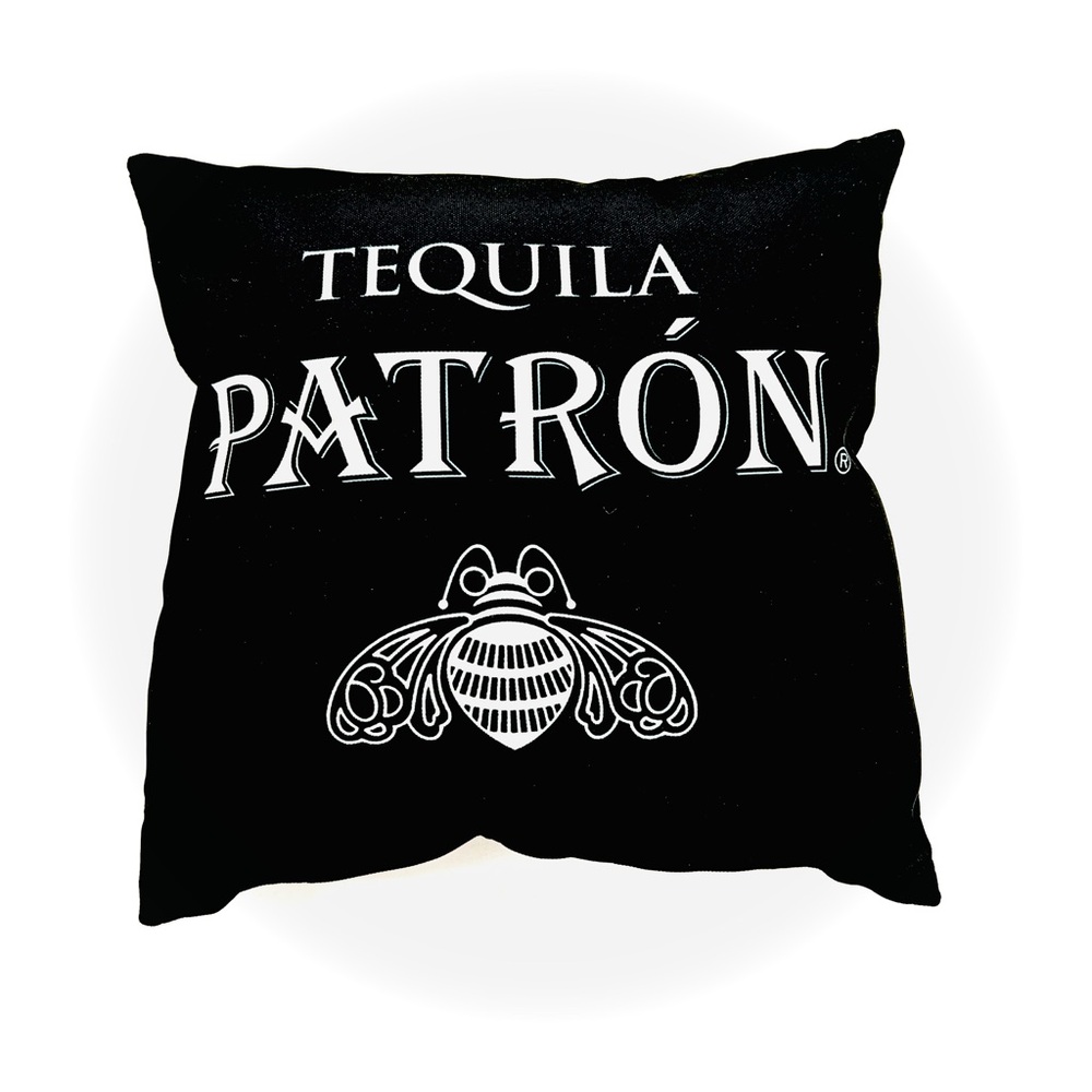 Patrón Tequila Black Throw Pillow